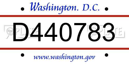 D440783 District Of Columbia License Plate