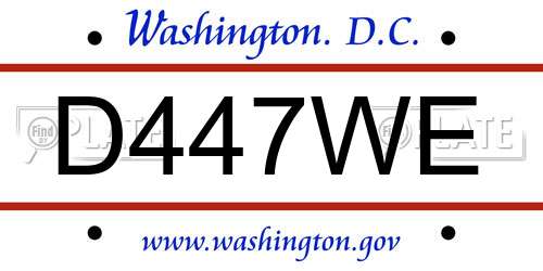 D447WE District Of Columbia License Plate