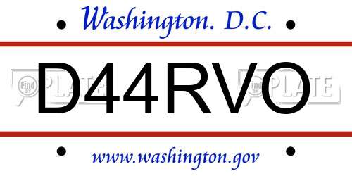 D44RVO District Of Columbia License Plate