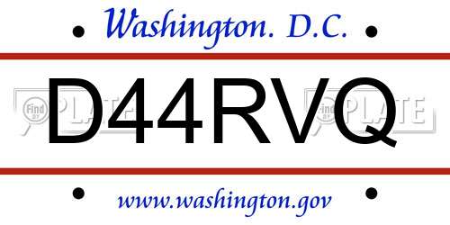 D44RVQ District Of Columbia License Plate