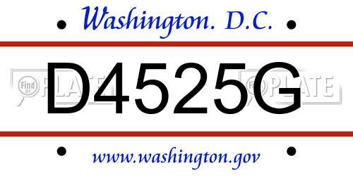 D4525G District Of Columbia License Plate