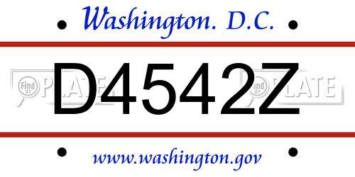 D4542Z District Of Columbia License Plate