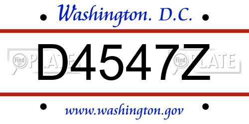 D4547Z District Of Columbia License Plate