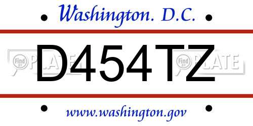 D454TZ District Of Columbia License Plate