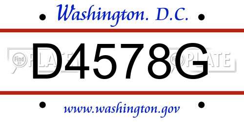 D4578G District Of Columbia License Plate