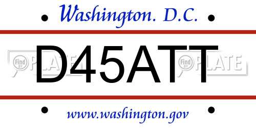 D45ATT District Of Columbia License Plate