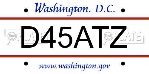 D45ATZ District Of Columbia License Plate