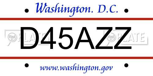 D45AZZ District Of Columbia License Plate