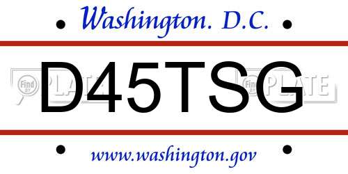 D45TSG District Of Columbia License Plate