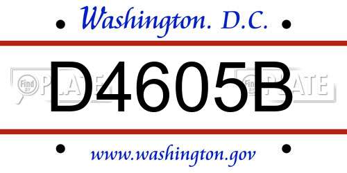 D4605B District Of Columbia License Plate