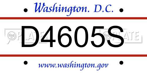 D4605S District Of Columbia License Plate