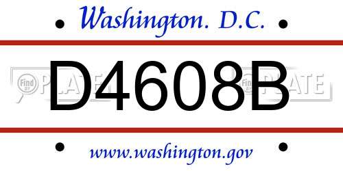 D4608B District Of Columbia License Plate