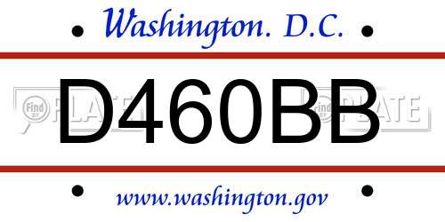 D460BB District Of Columbia License Plate
