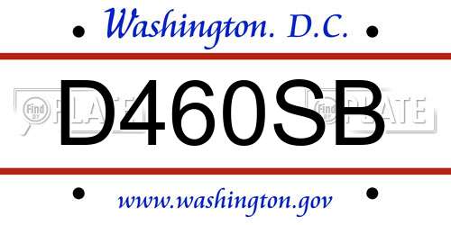 D460SB District Of Columbia License Plate