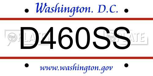 D460SS District Of Columbia License Plate