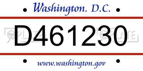 D461230 District Of Columbia License Plate
