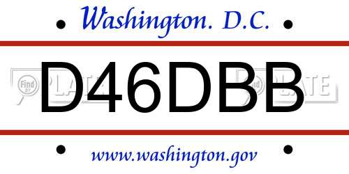 D46DBB District Of Columbia License Plate