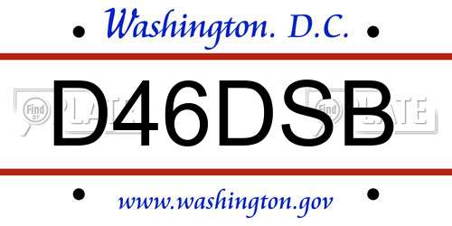 D46DSB District Of Columbia License Plate