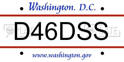 D46DSS District Of Columbia License Plate