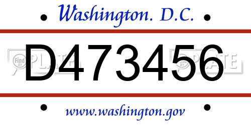 D473456 District Of Columbia License Plate