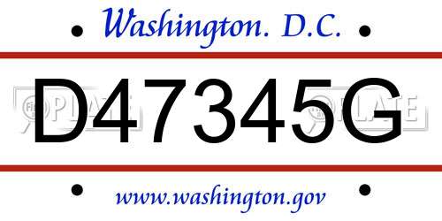 D47345G District Of Columbia License Plate