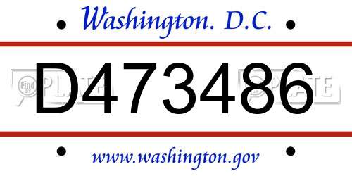 D473486 District Of Columbia License Plate