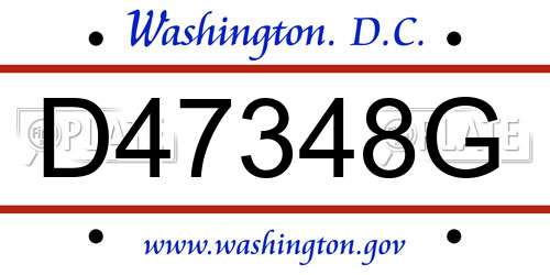 D47348G District Of Columbia License Plate