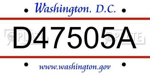 D47505A District Of Columbia License Plate