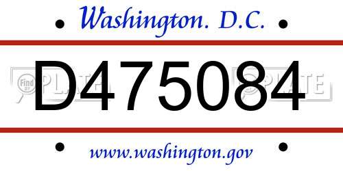 D475084 District Of Columbia License Plate