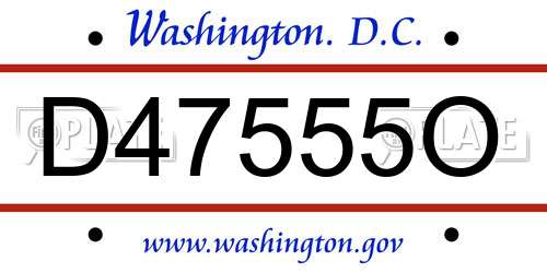 D47555O District Of Columbia License Plate