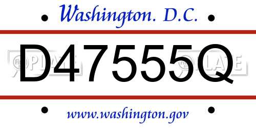 D47555Q District Of Columbia License Plate