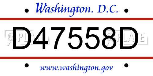 D47558D District Of Columbia License Plate