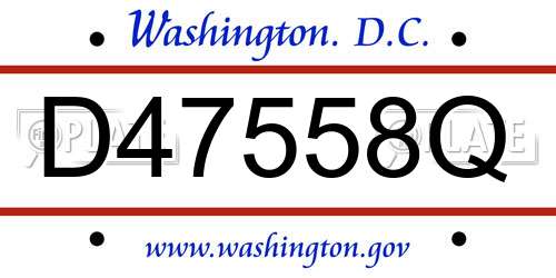D47558Q District Of Columbia License Plate