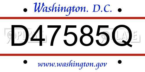 D47585Q District Of Columbia License Plate
