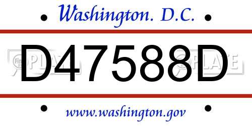 D47588D District Of Columbia License Plate