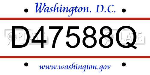 D47588Q District Of Columbia License Plate