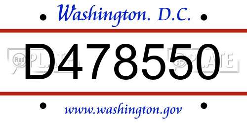 D478550 District Of Columbia License Plate