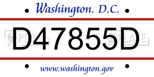 D47855D District Of Columbia License Plate
