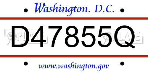 D47855Q District Of Columbia License Plate