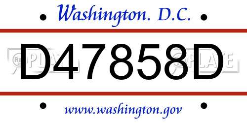 D47858D District Of Columbia License Plate