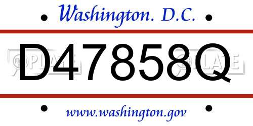 D47858Q District Of Columbia License Plate