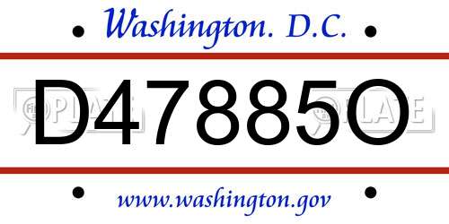 D47885O District Of Columbia License Plate