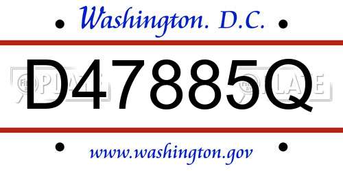 D47885Q District Of Columbia License Plate