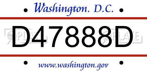D47888D District Of Columbia License Plate