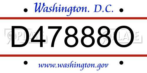 D47888O District Of Columbia License Plate
