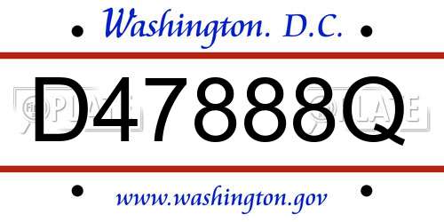 D47888Q District Of Columbia License Plate