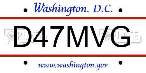 D47MVG District Of Columbia License Plate