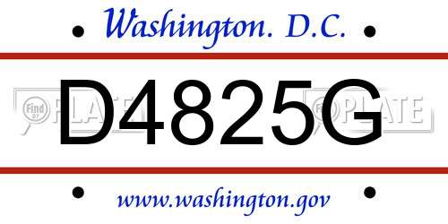 D4825G District Of Columbia License Plate