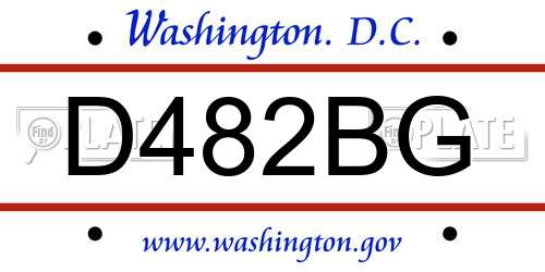 D482BG District Of Columbia License Plate