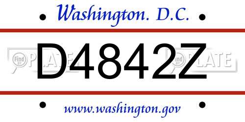 D4842Z District Of Columbia License Plate
